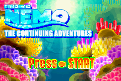 Finding Nemo: The Continuing Adventure title screen for GameBoy Advance